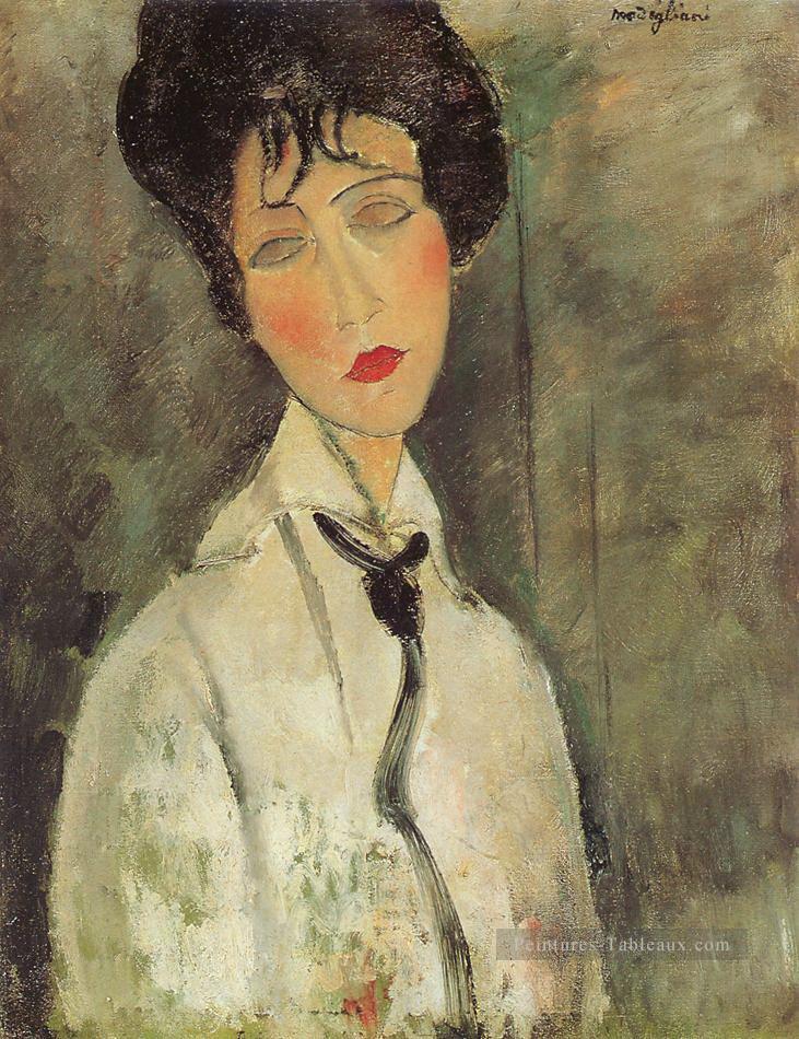 femme avec une cravate noire 1917 Amedeo Modigliani Peintures à l'huile